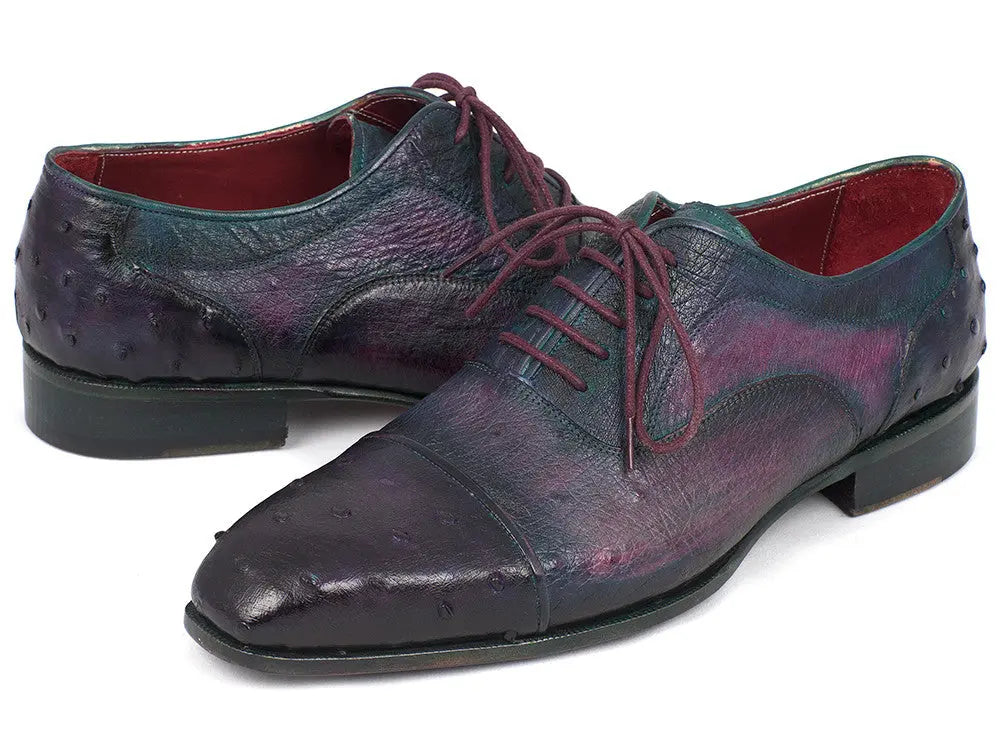 Paul Parkman Men's Purple Genuine Ostrich Captoe Oxfords (ID#24XS-PRP) PAUL PARKMAN