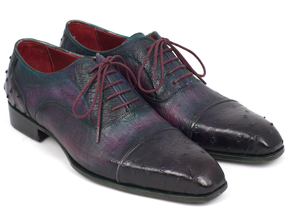 Paul Parkman Men's Genuine Ostrich Captoe Oxfords Purple (ID#24XS-PRP) PAUL PARKMAN