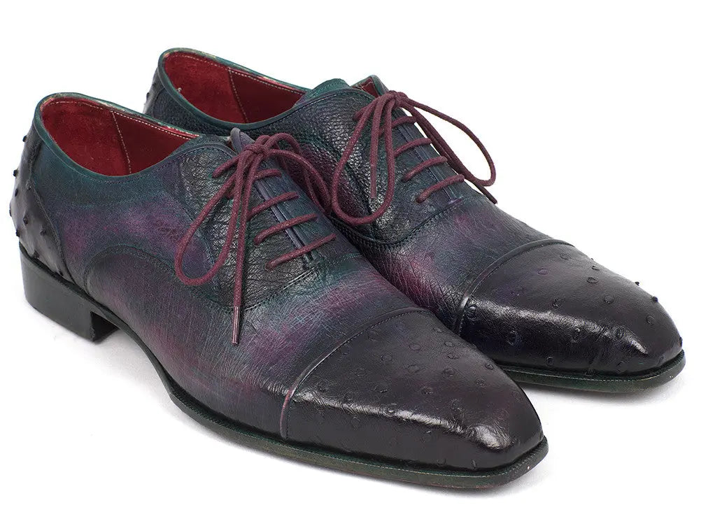 Paul Parkman Men's Purple Genuine Ostrich Captoe Oxfords (ID#24XS-PRP) PAUL PARKMAN