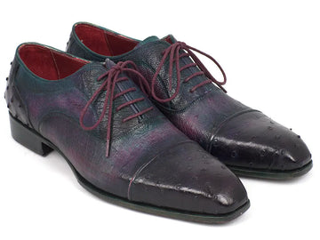 Paul Parkman Men's Purple Genuine Ostrich Captoe Oxfords (ID#24XS-PRP) PAUL PARKMAN