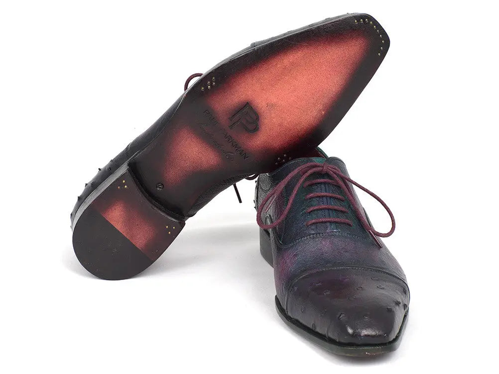 Paul Parkman Men's Purple Genuine Ostrich Captoe Oxfords (ID#24XS-PRP) PAUL PARKMAN