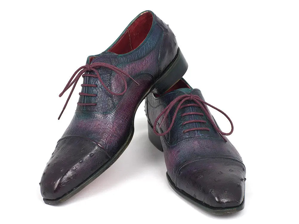 Paul Parkman Men's Purple Genuine Ostrich Captoe Oxfords (ID#24XS-PRP) PAUL PARKMAN
