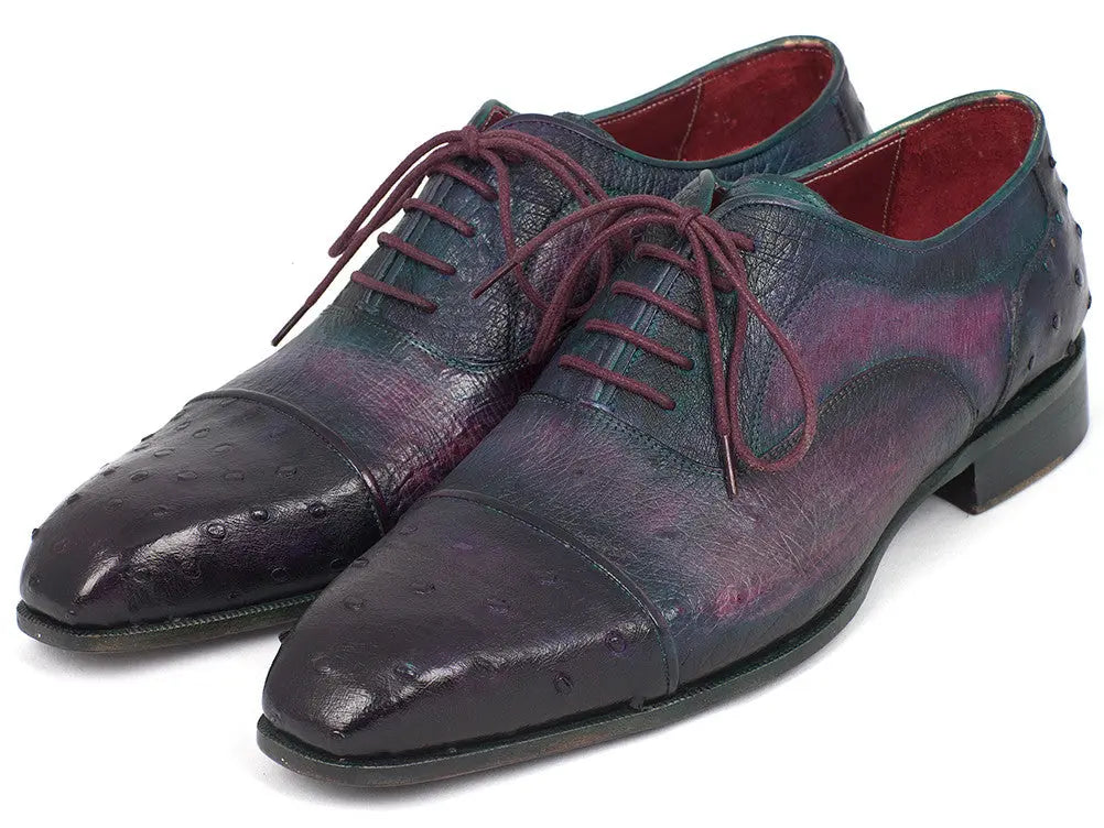 Paul Parkman Men's Purple Genuine Ostrich Captoe Oxfords (ID#24XS-PRP) PAUL PARKMAN