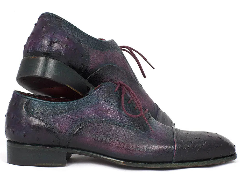 Paul Parkman Men's Purple Genuine Ostrich Captoe Oxfords (ID#24XS-PRP) PAUL PARKMAN