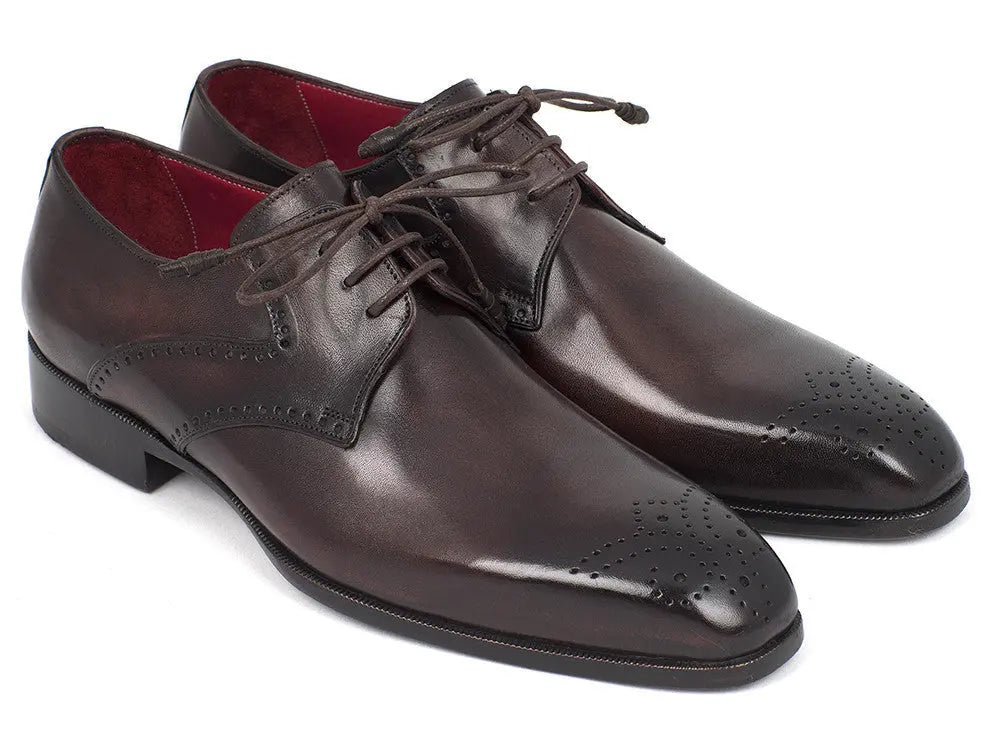 Paul Parkman Men's Brown Medallion Toe Derby Shoes (ID#6584-BRW) PAUL PARKMAN