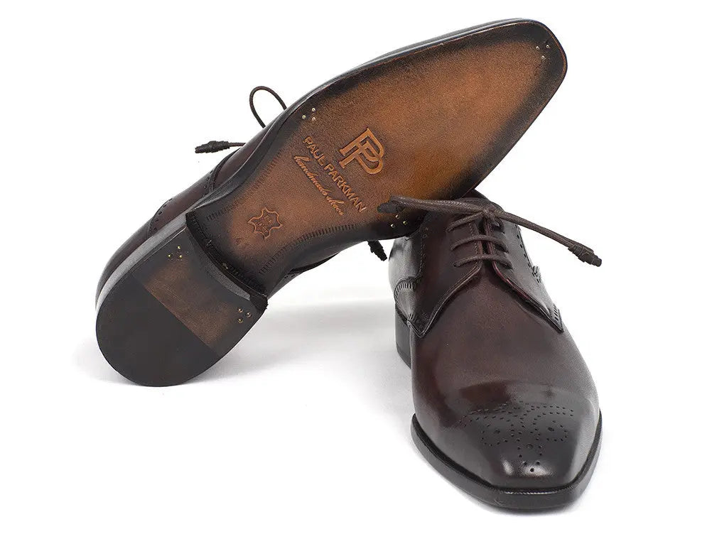 Paul Parkman Men's Brown Medallion Toe Derby Shoes (ID#6584-BRW) PAUL PARKMAN