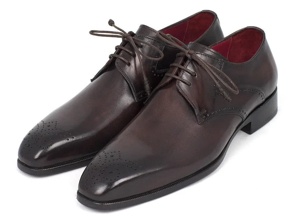 Paul Parkman Men's Brown Medallion Toe Derby Shoes (ID#6584-BRW) PAUL PARKMAN