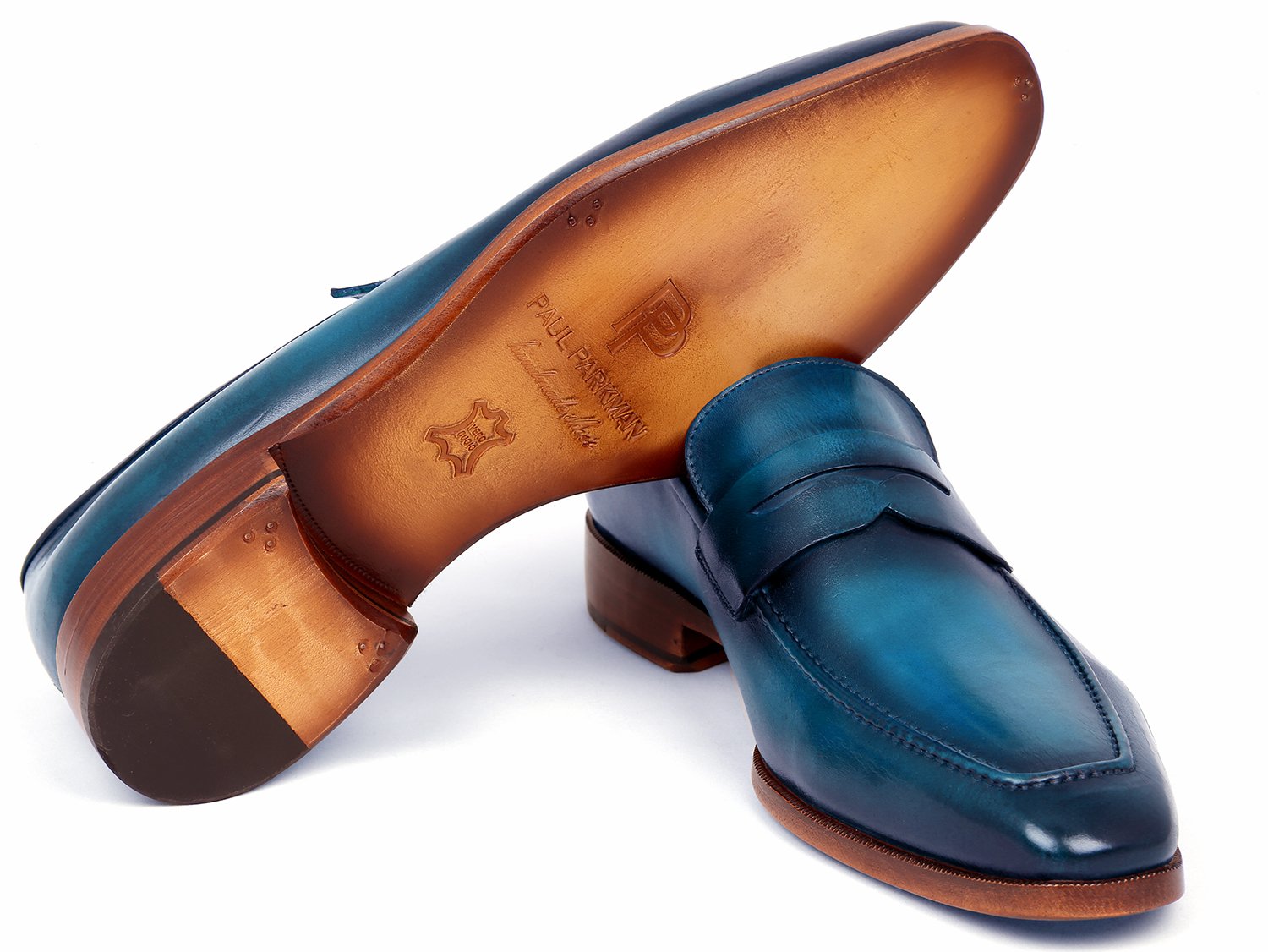 Paul Parkman Men's Penny Loafer Blue & Turquoise Calfskin (ID#10TQ84) PAUL PARKMAN