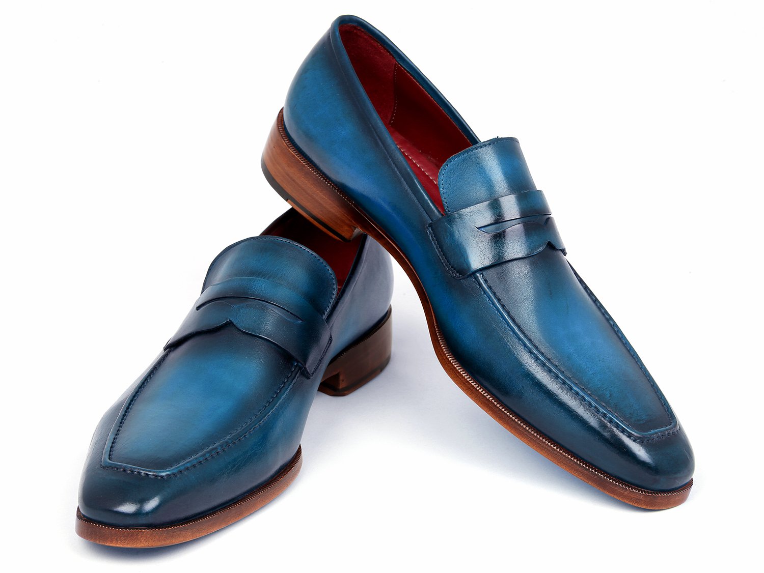 Paul Parkman Men's Penny Loafer Blue & Turquoise Calfskin (ID#10TQ84) PAUL PARKMAN