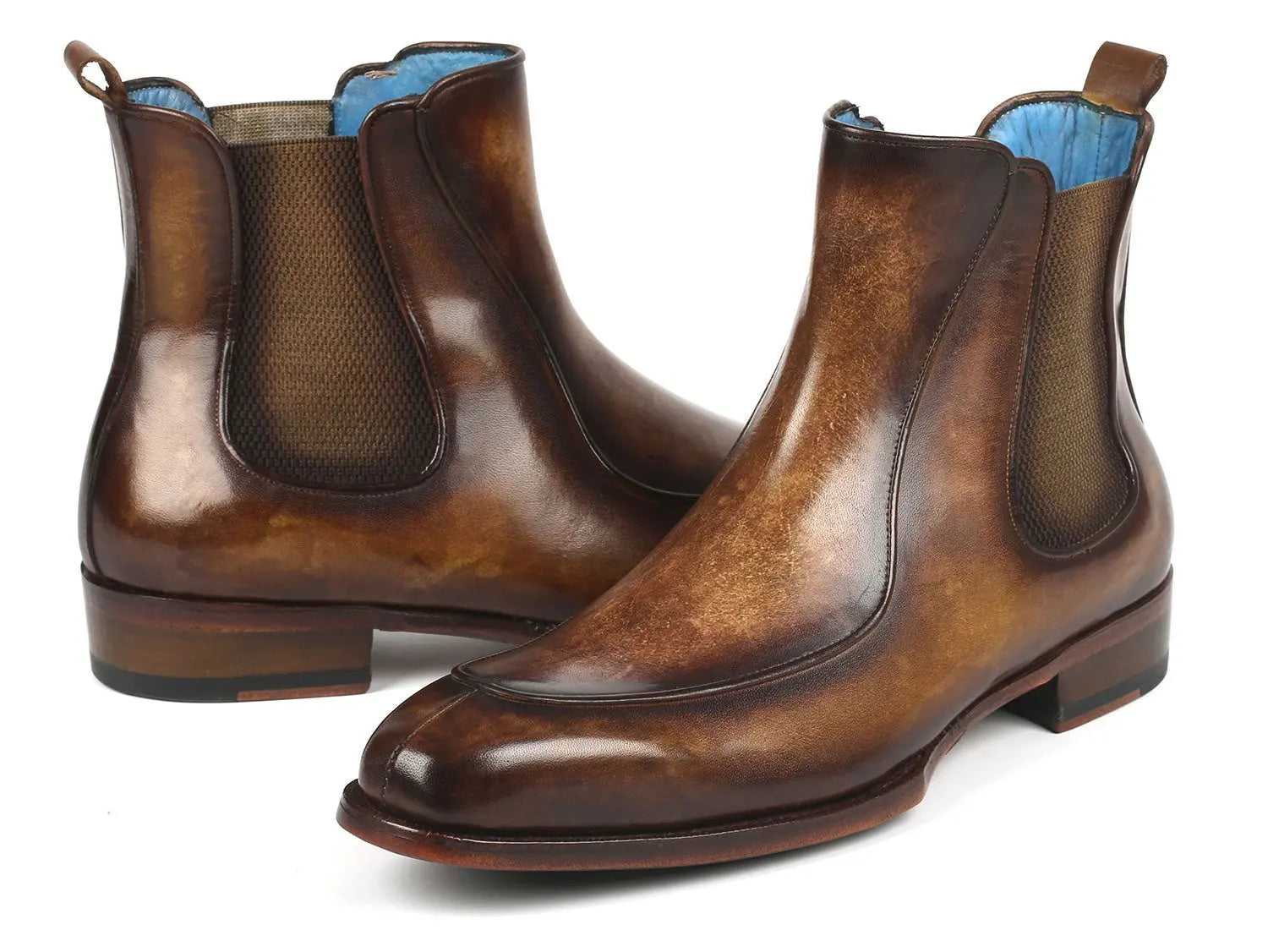Paul Parkman Men's Brown Goodyear Welted Hand-Painted Chelsea Boots (ID#BT822BRW) PAUL PARKMAN