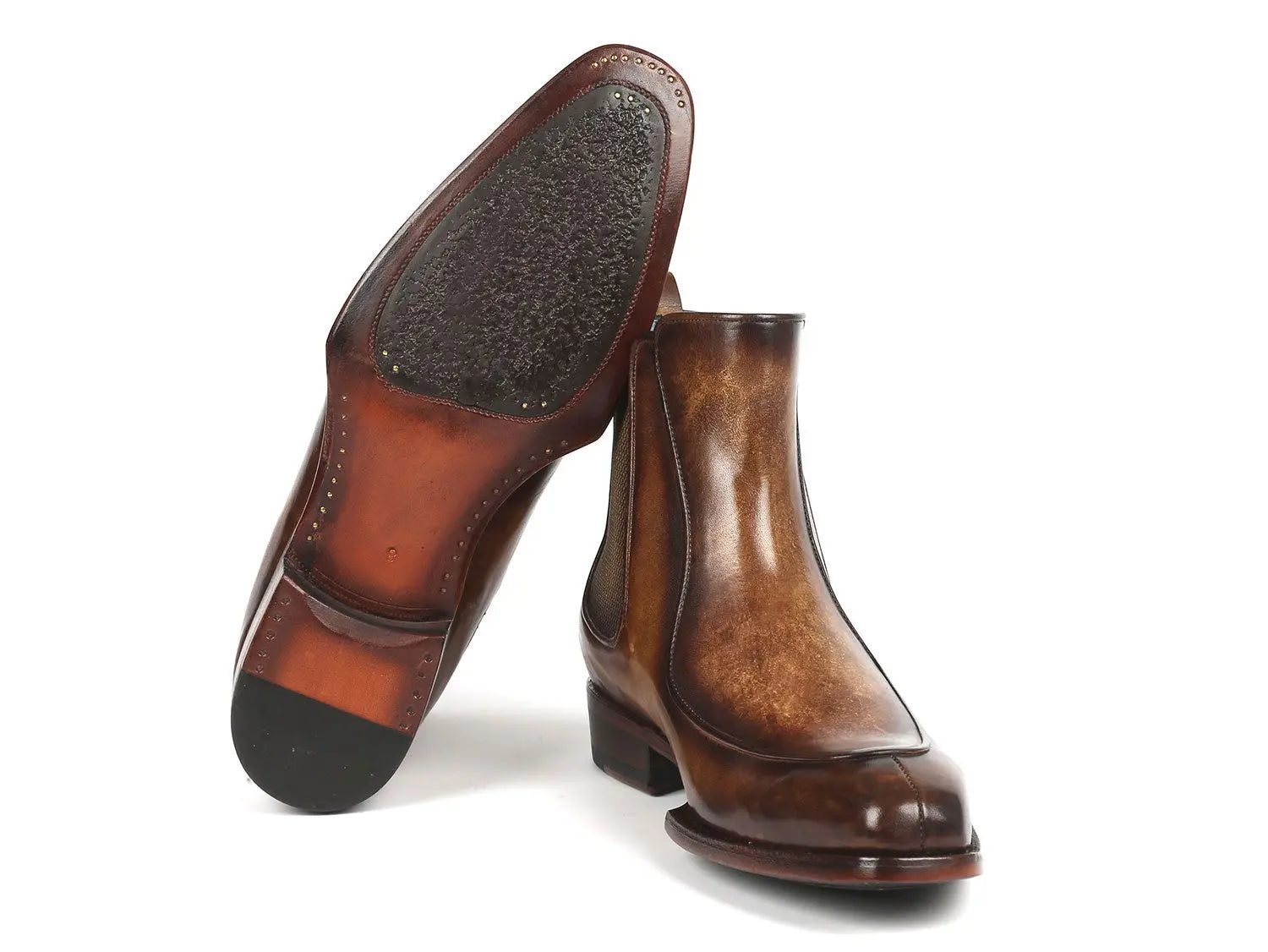 Paul Parkman Men's Brown Goodyear Welted Hand-Painted Chelsea Boots (ID#BT822BRW) PAUL PARKMAN
