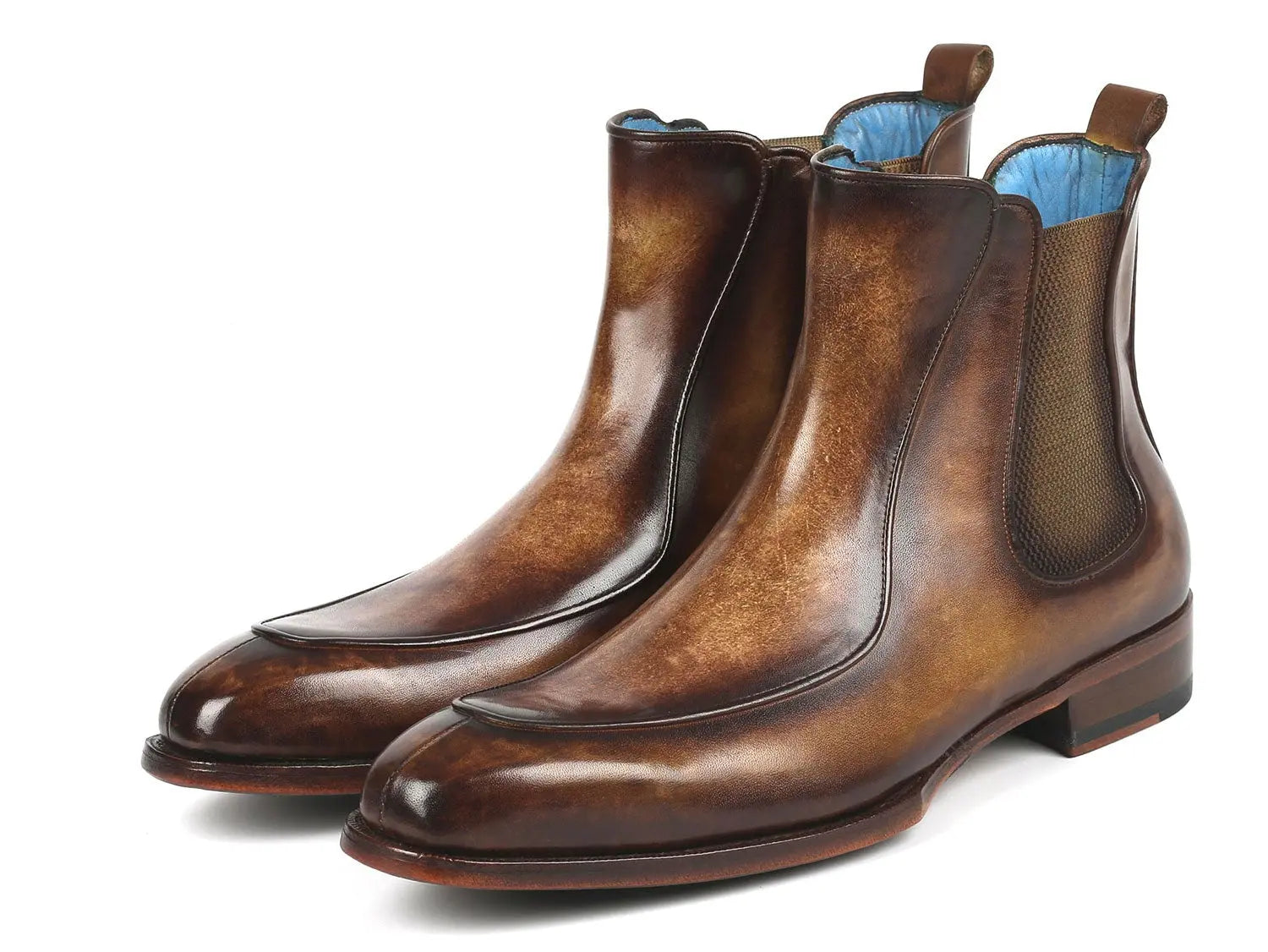 Paul Parkman Men's Brown Goodyear Welted Hand-Painted Chelsea Boots (ID#BT822BRW) PAUL PARKMAN