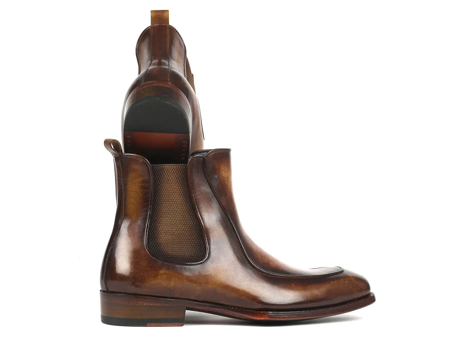 Paul Parkman Men's Brown Goodyear Welted Hand-Painted Chelsea Boots (ID#BT822BRW) PAUL PARKMAN