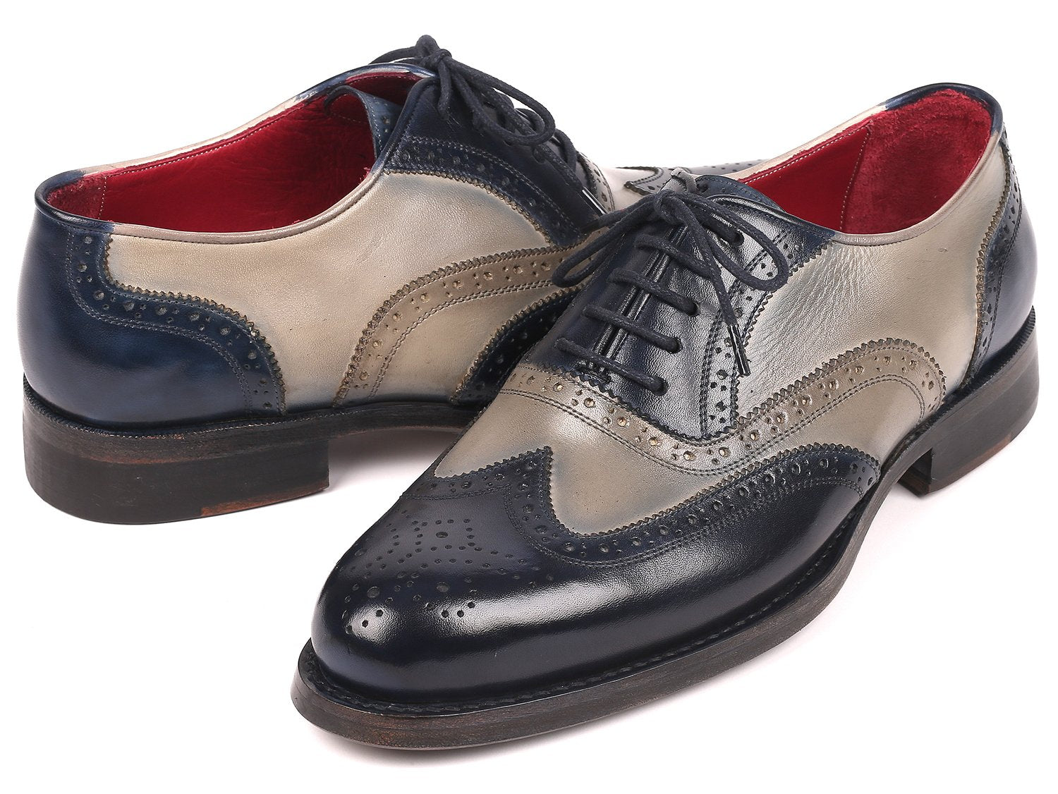 Paul Parkman Navy & Gray Wingtip Oxfords Goodyear Welted (ID#027-NVYGRY) PAUL PARKMAN