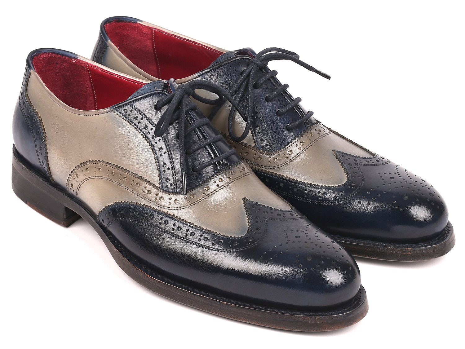 Paul Parkman Navy & Gray Wingtip Oxfords Goodyear Welted (ID#027-NVYGRY) PAUL PARKMAN