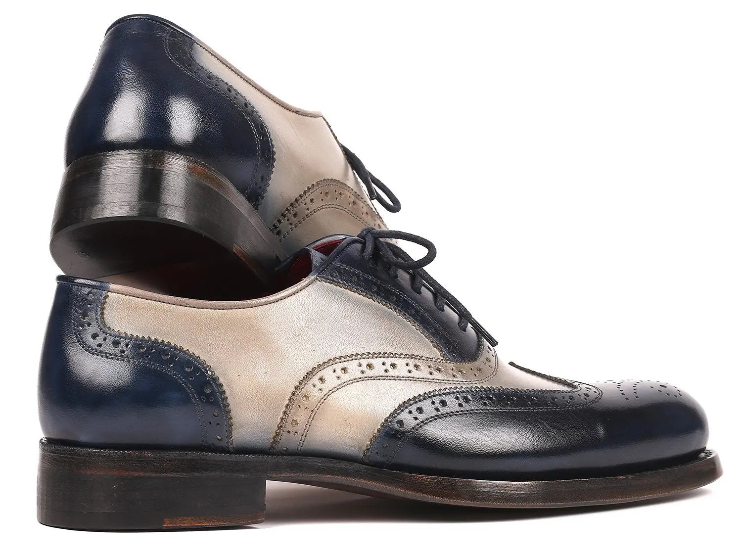 Paul Parkman Men's Navy/Gray Goodyear Welted Wingtip Oxfords (ID#027-NVYGRY) PAUL PARKMAN