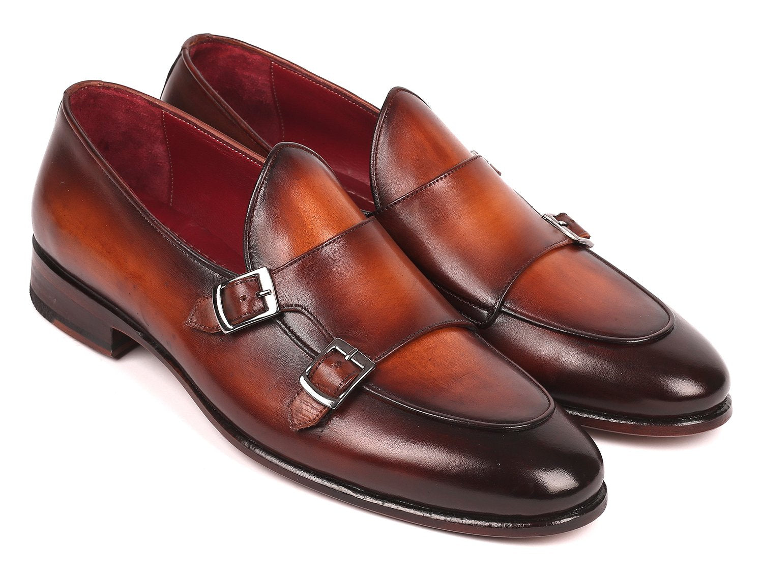 Paul Parkman Men's Brown Double Monkstrap Shoes (ID#HT61BRW) PAUL PARKMAN