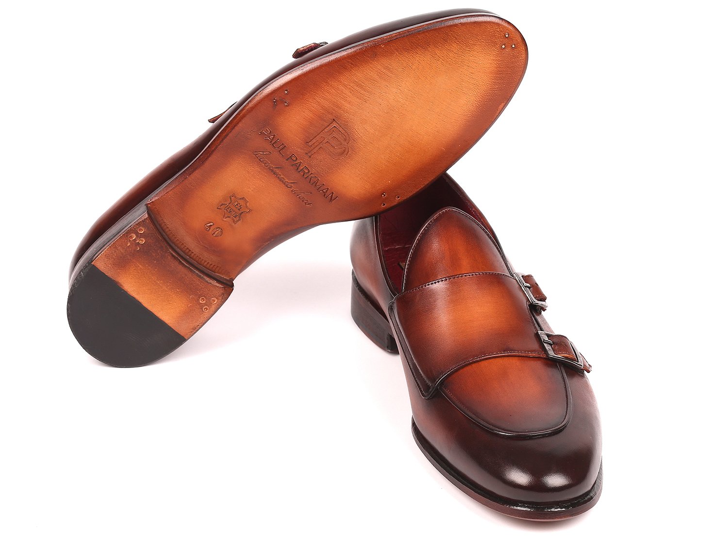 Paul Parkman Men's Brown Double Monkstrap Shoes (ID#HT61BRW) PAUL PARKMAN