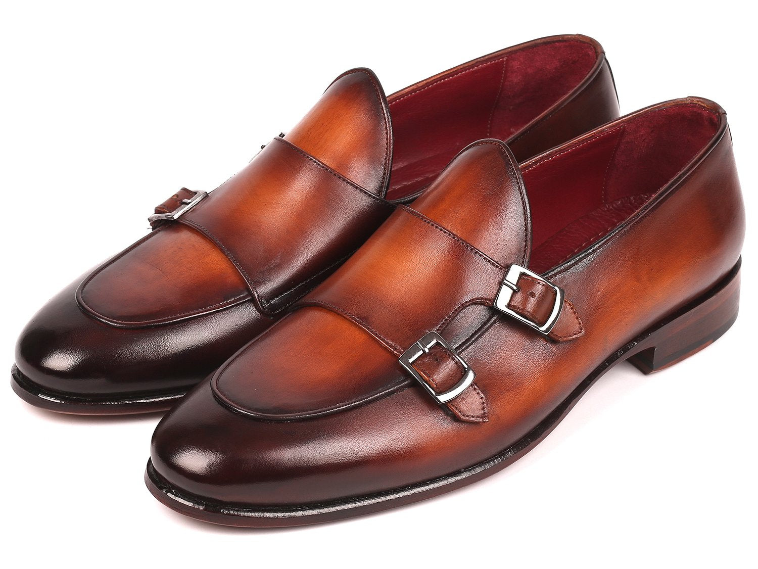 Paul Parkman Men's Brown Double Monkstrap Shoes (ID#HT61BRW) PAUL PARKMAN