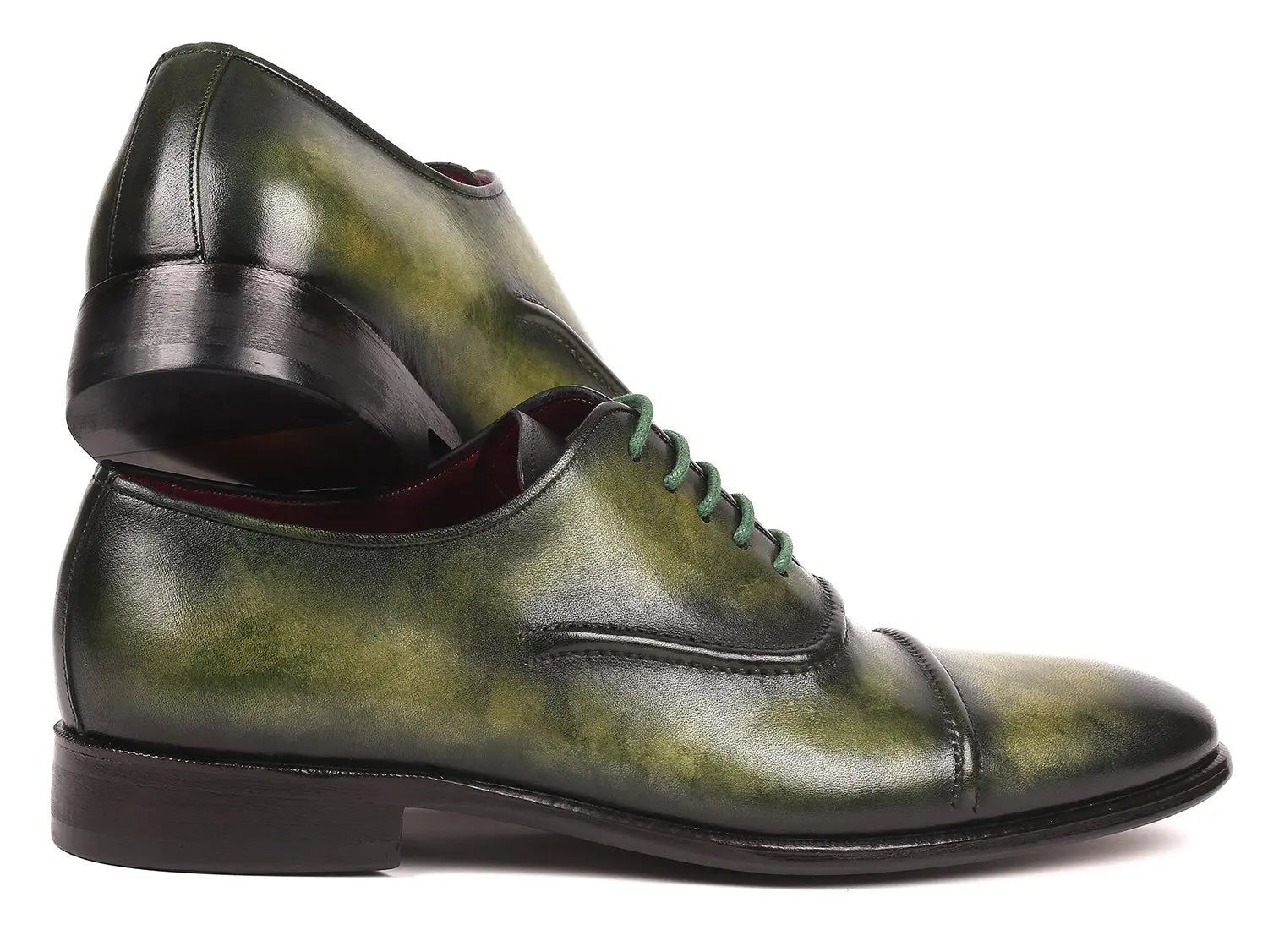 Paul Parkman Men's Green Hand-Painted Cap-Toe Oxfords (ID#077-GRN) PAUL PARKMAN