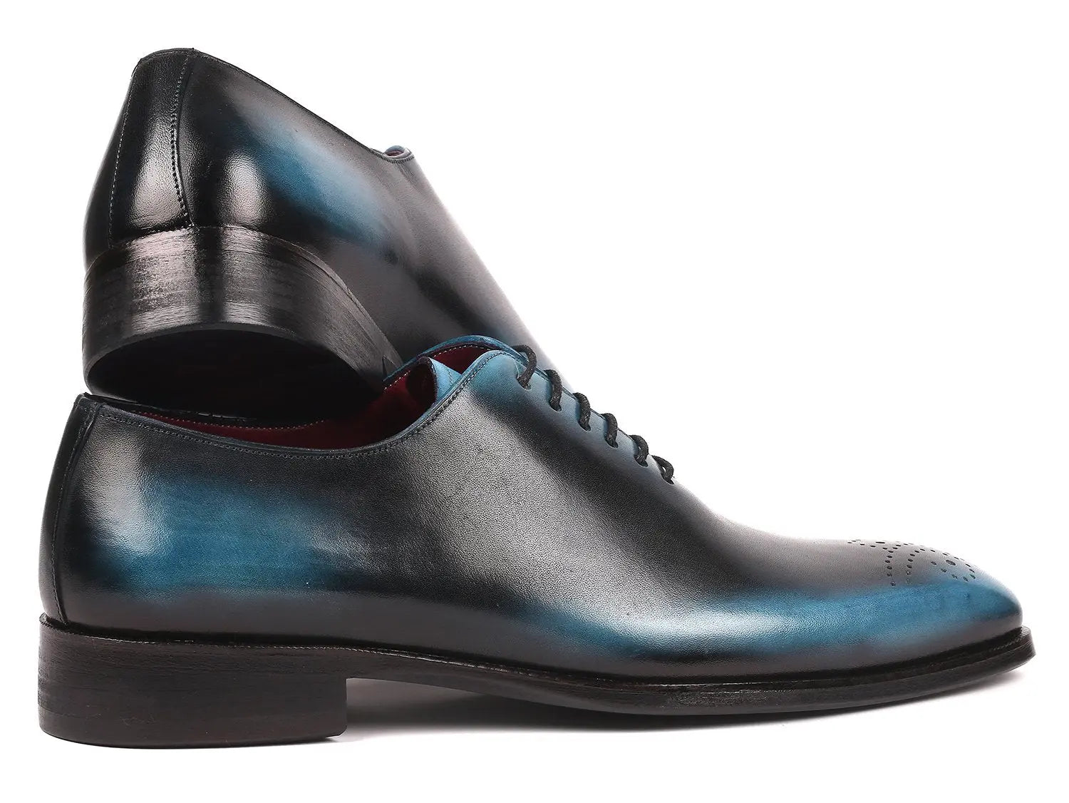 Paul Parkman Men's Black/Blue Wholecut Oxfords (ID#KR884BLU) PAUL PARKMAN