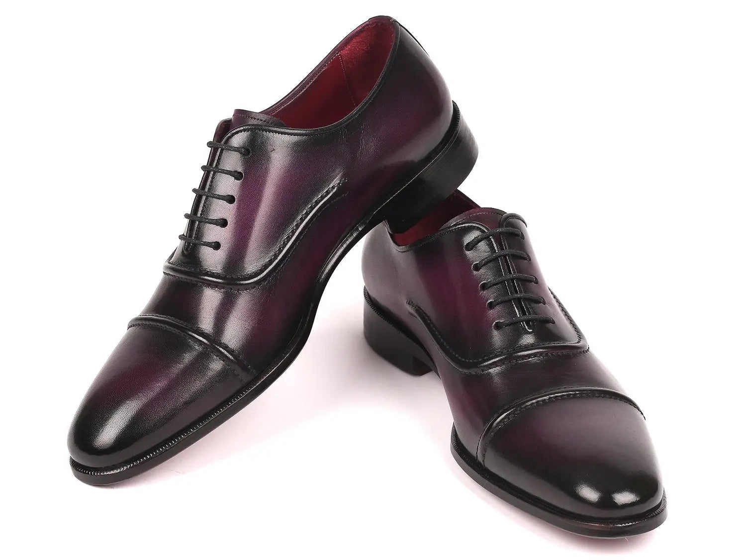 Paul Parkman Men's Purple Hand-Painted Cap-Toe Oxfords (ID#077-PRP) PAUL PARKMAN