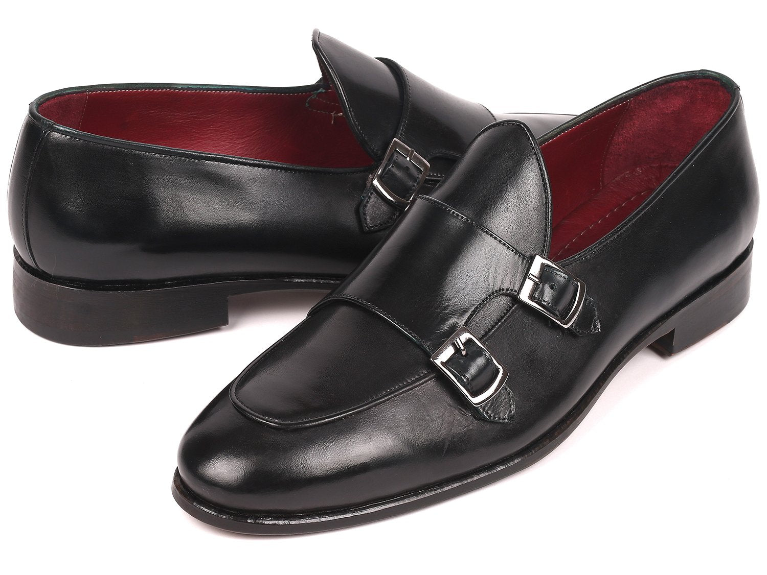 Paul Parkman Men's Black Double Monkstrap Shoes (ID#HT82BLK) PAUL PARKMAN