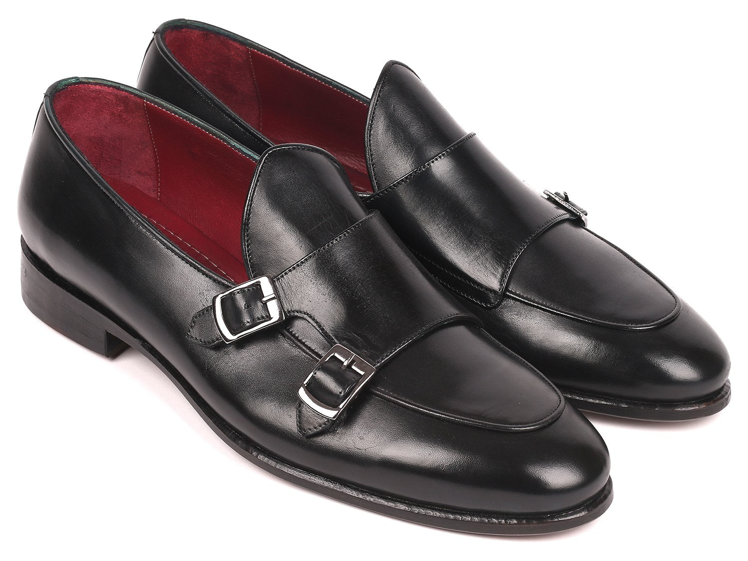 Paul Parkman Men's Black Double Monkstrap Shoes (ID#HT82BLK) PAUL PARKMAN