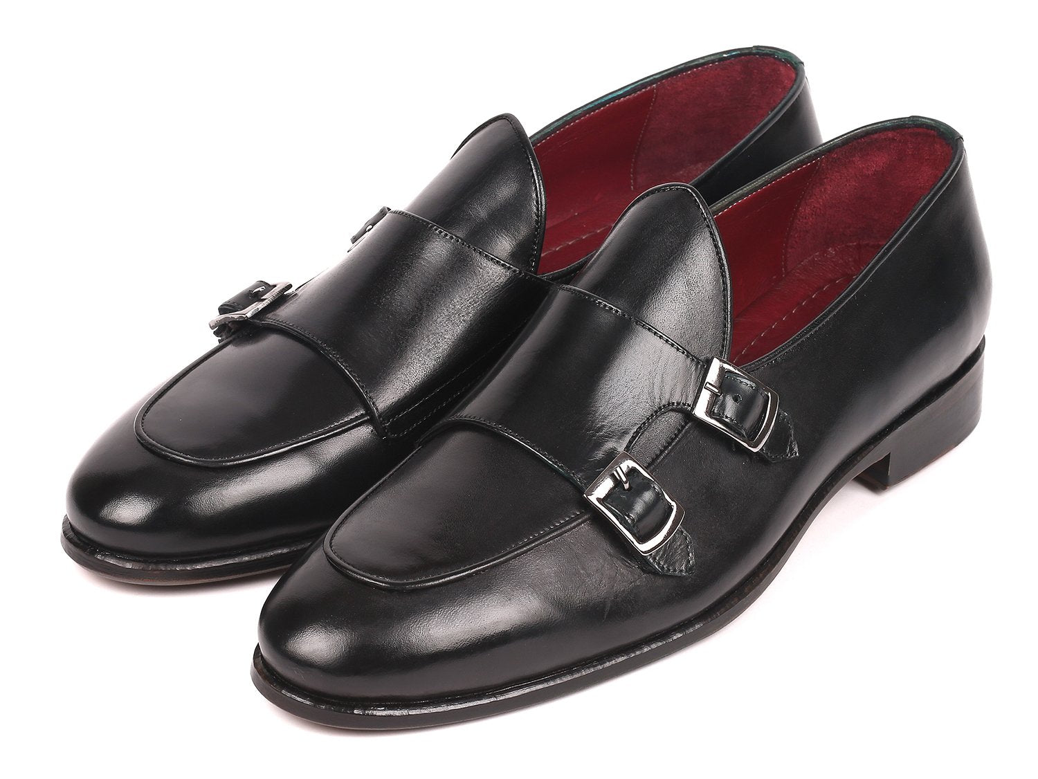 Paul Parkman Men's Black Double Monkstrap Shoes (ID#HT82BLK) PAUL PARKMAN