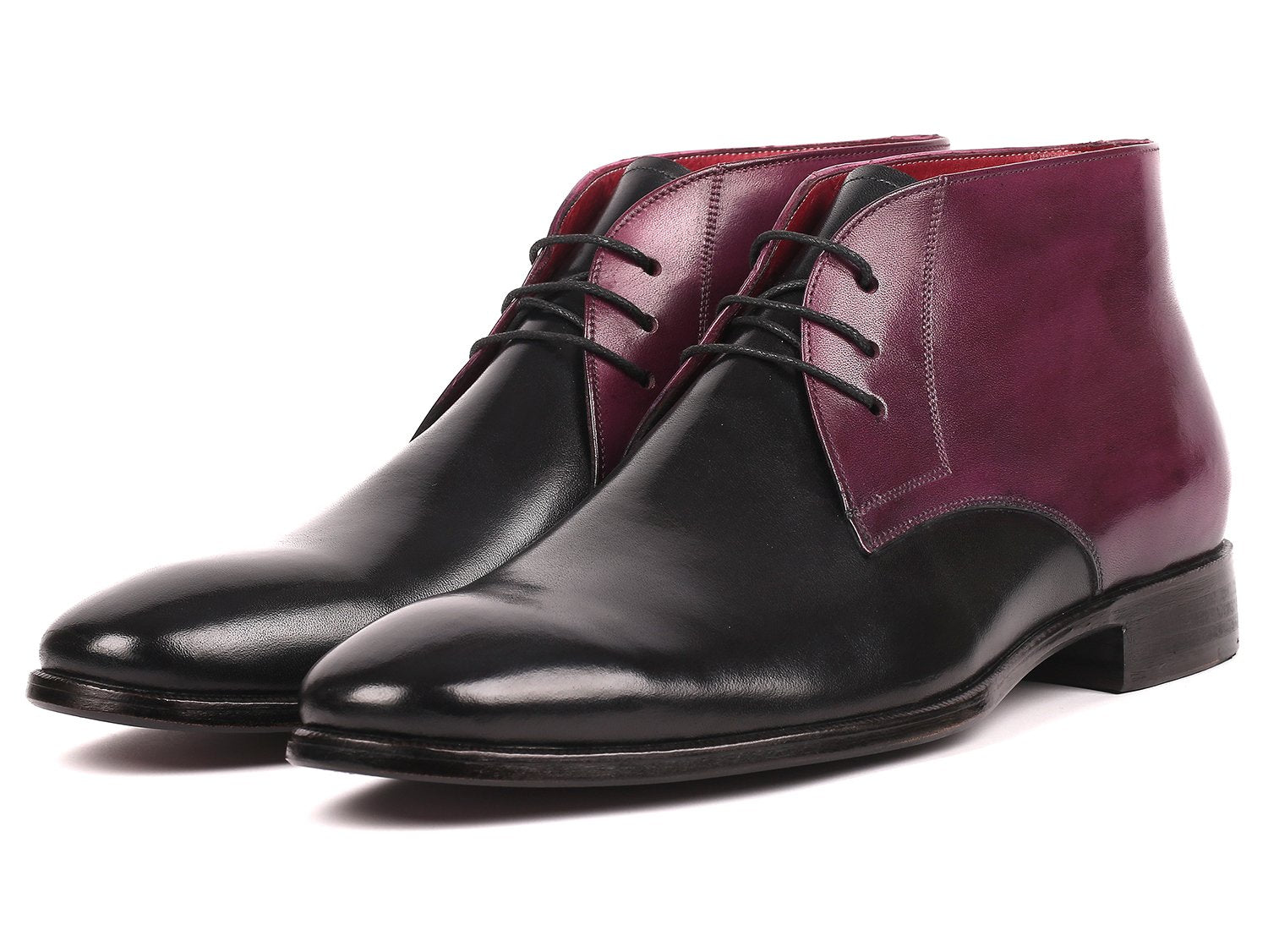 Paul Parkman Men's Chukka Boots Black & Purple (ID#CK68H1) PAUL PARKMAN