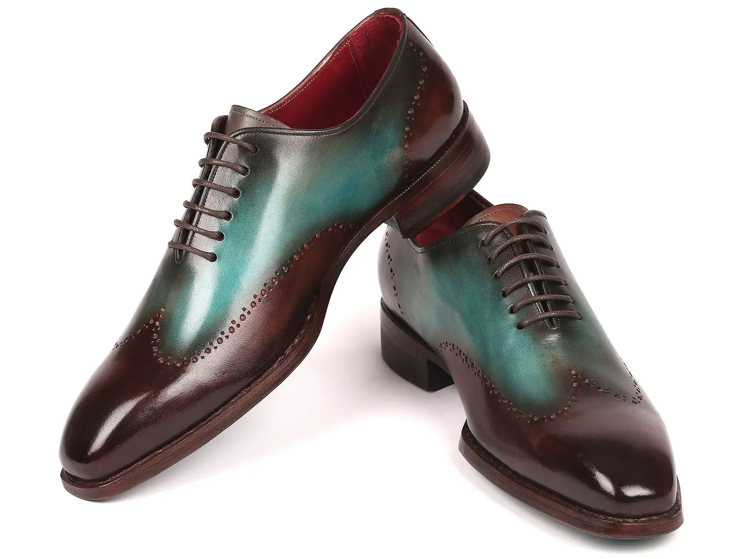 Paul Parkman Goodyear Welted Wingtip Oxfords Brown & Turquoise (ID#081-BTQ) PAUL PARKMAN