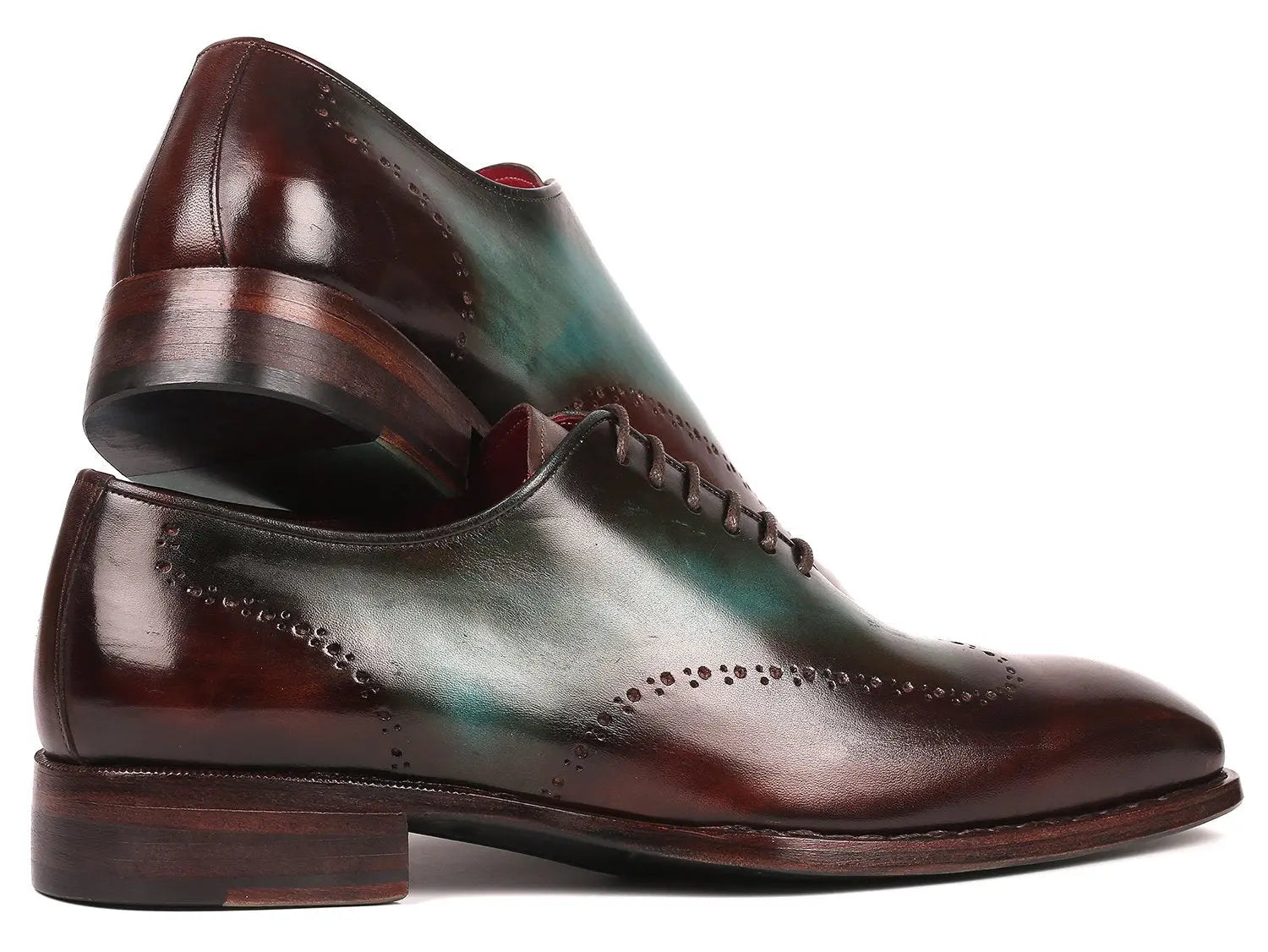 Paul Parkman Goodyear Welted Wingtip Oxfords Brown & Turquoise (ID#081-BTQ) PAUL PARKMAN