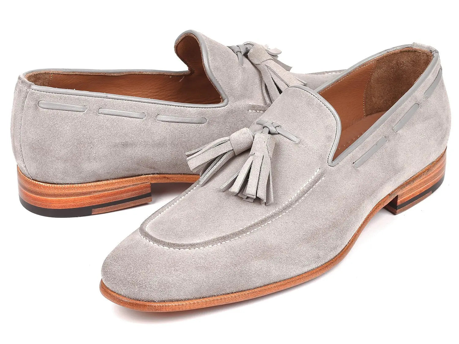Paul Parkman Men's Grey Suede Tassel Loafers (ID#GRY32FG) PAUL PARKMAN