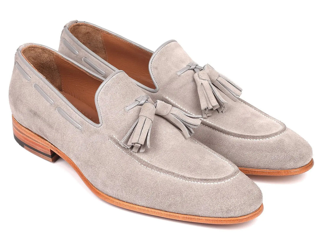 Paul Parkman Men's Grey Suede Tassel Loafers (ID#GRY32FG) PAUL PARKMAN