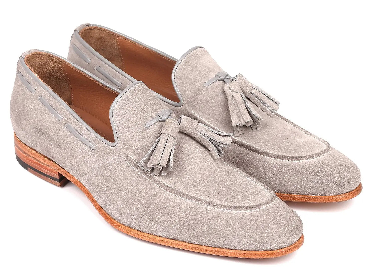 Paul Parkman Men's Grey Suede Tassel Loafers (ID#GRY32FG) PAUL PARKMAN