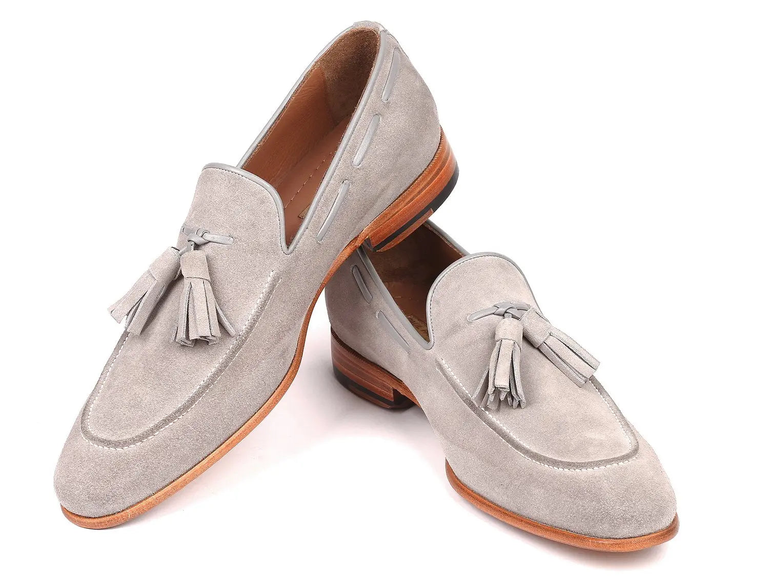 Paul Parkman Men's Grey Suede Tassel Loafers (ID#GRY32FG) PAUL PARKMAN