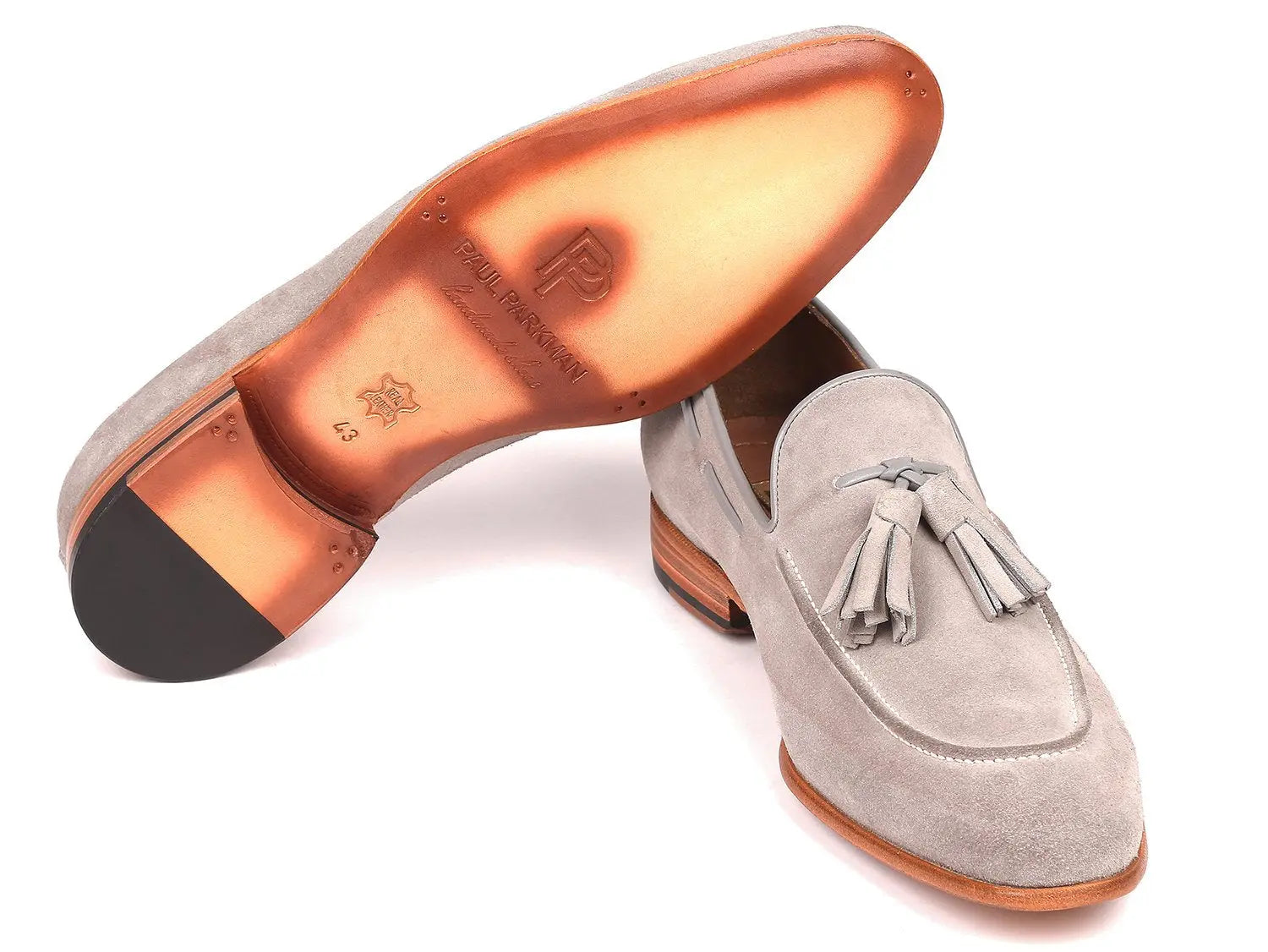 Paul Parkman Men's Grey Suede Tassel Loafers (ID#GRY32FG) PAUL PARKMAN