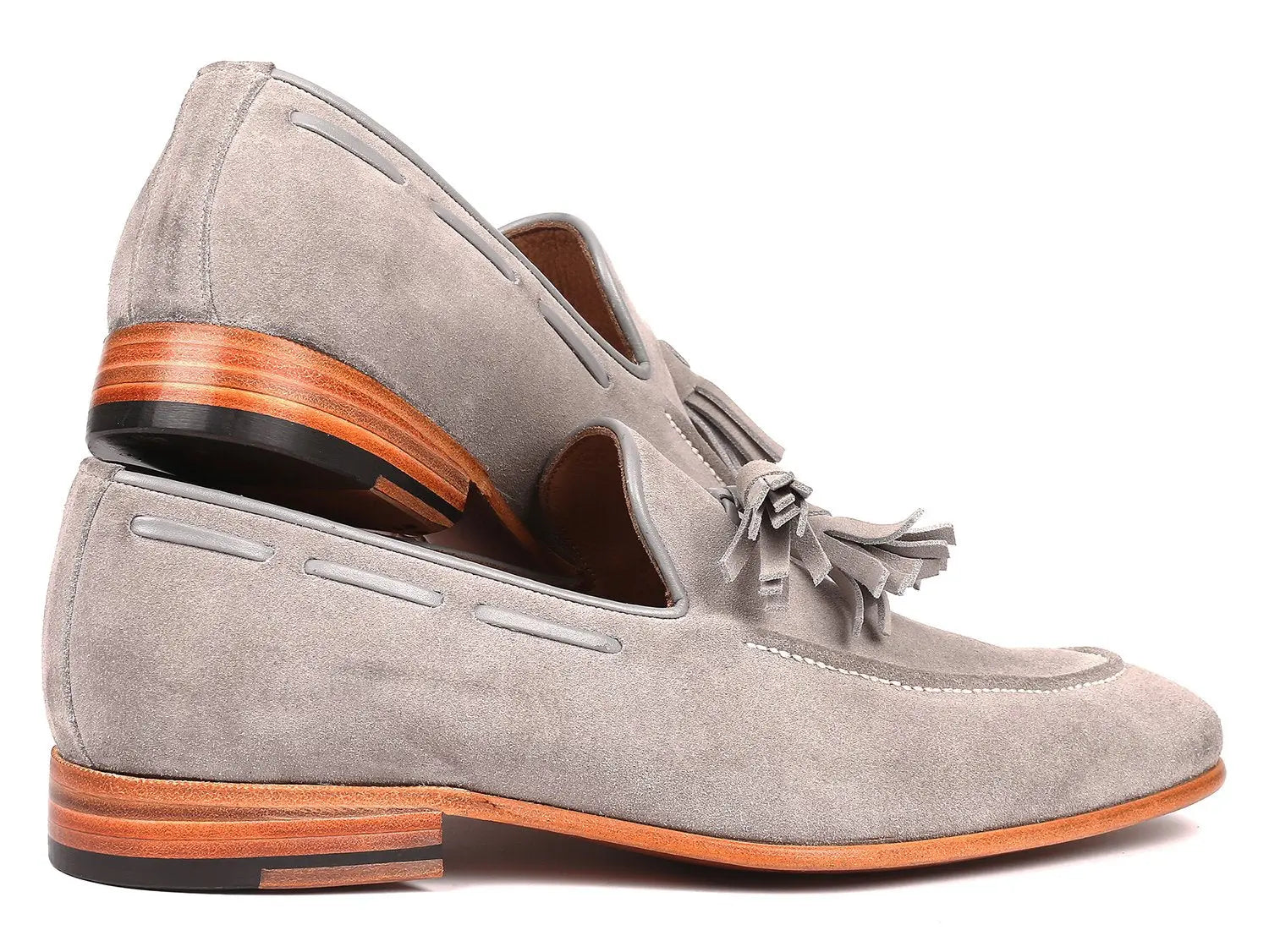 Paul Parkman Men's Grey Suede Tassel Loafers (ID#GRY32FG) PAUL PARKMAN