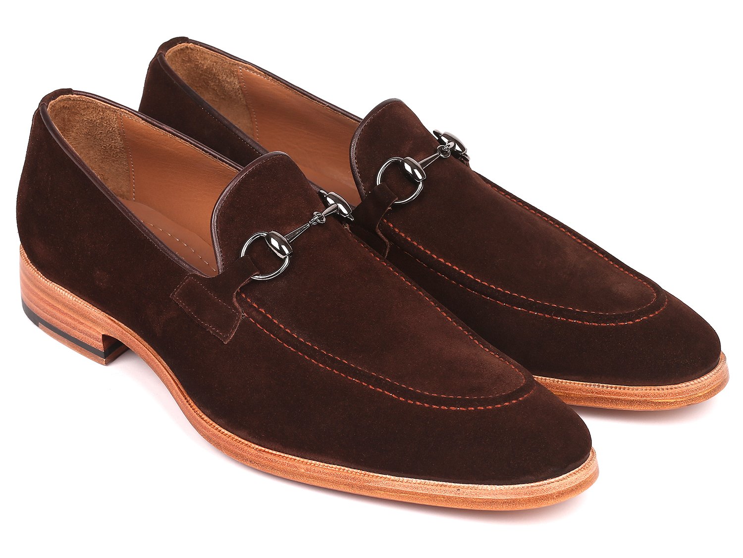 Paul Parkman Men's Horsebit Loafers Brown Suede (ID#64HB36)