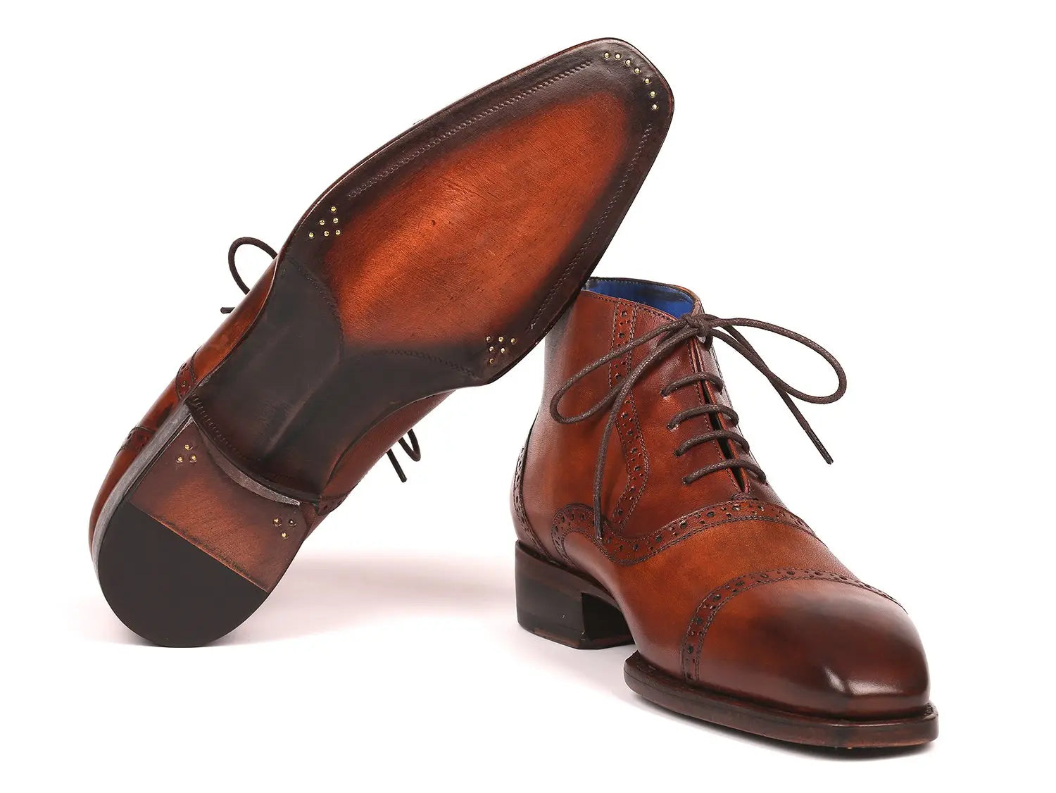 Paul Parkman Men's Antique Brown Cap Toe Ankle Boots (ID#646BRW15) PAUL PARKMAN