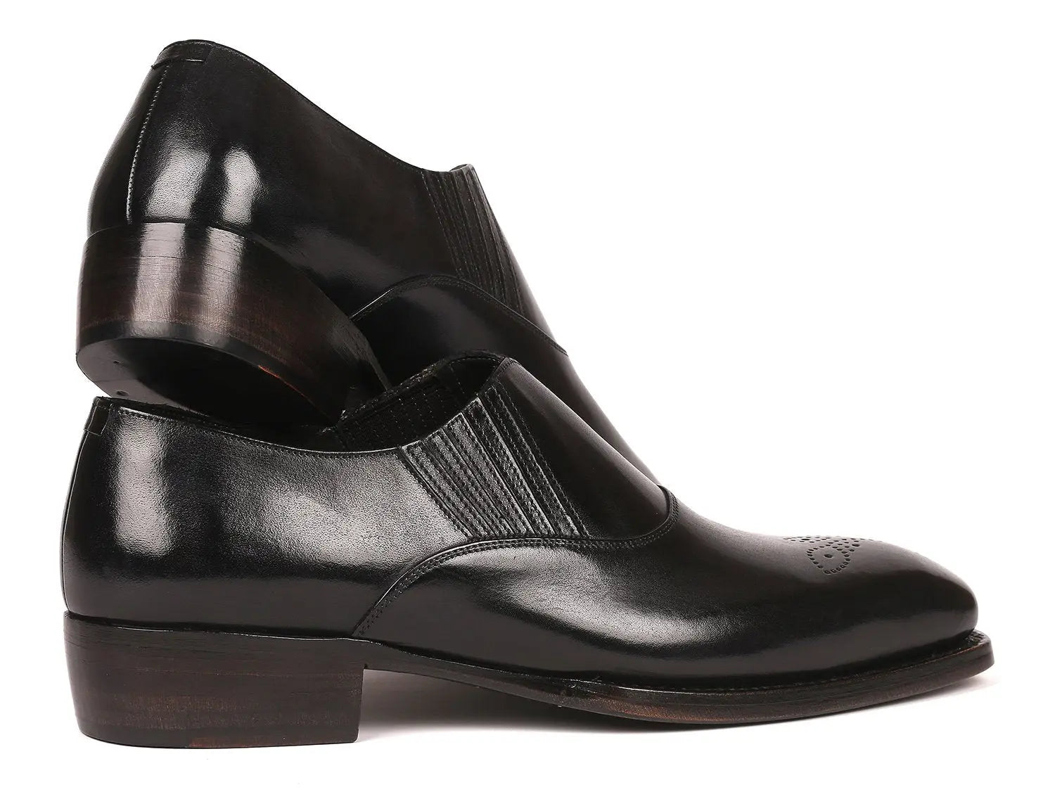 Paul Parkman Men's Black Goodyear Welted Elasticated Loafers (ID#GH861TR) PAUL PARKMAN