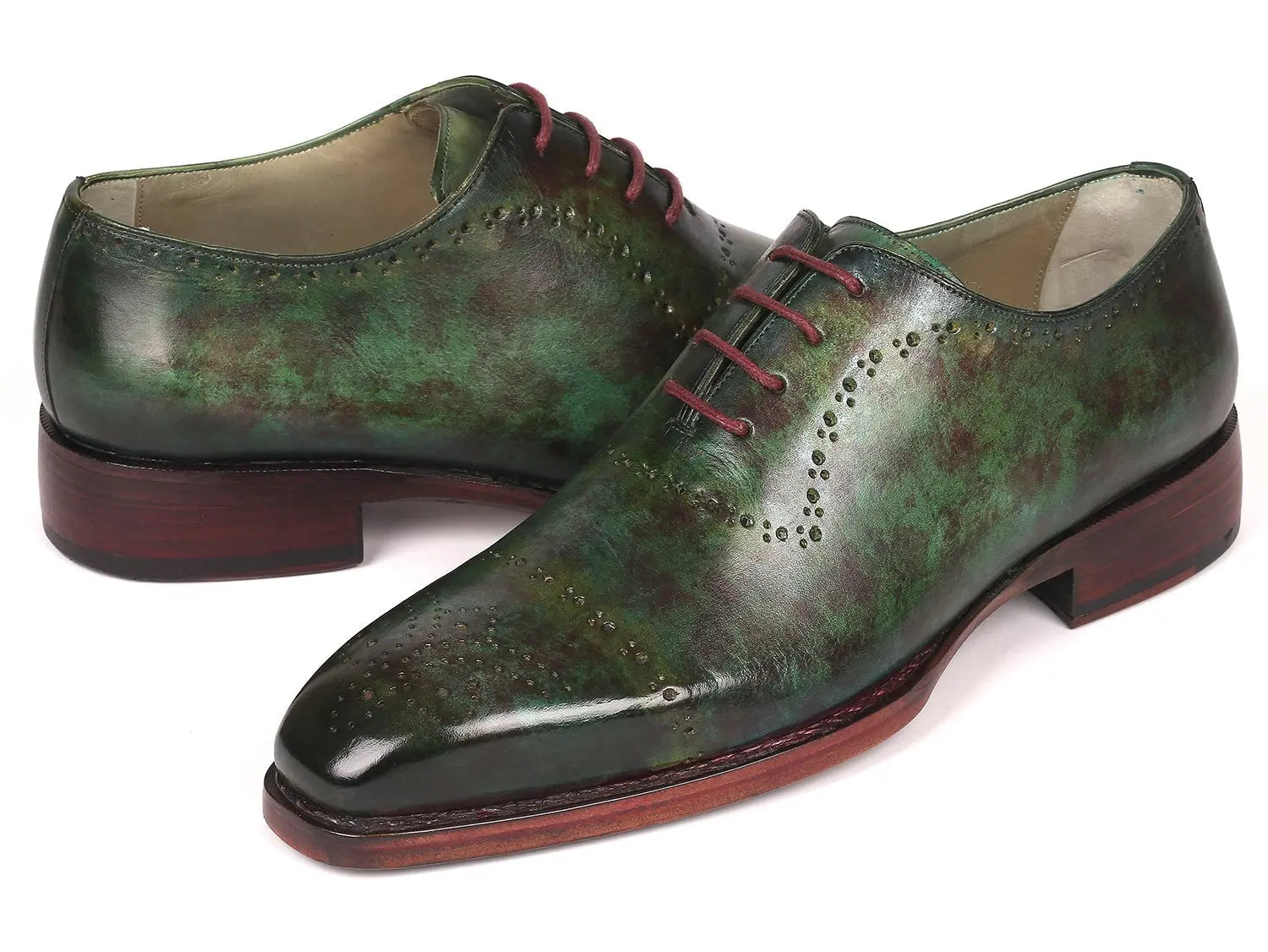 Paul Parkman Green Marble Patina Goodyear Welted Oxfords (ID#56GRN37) PAUL PARKMAN