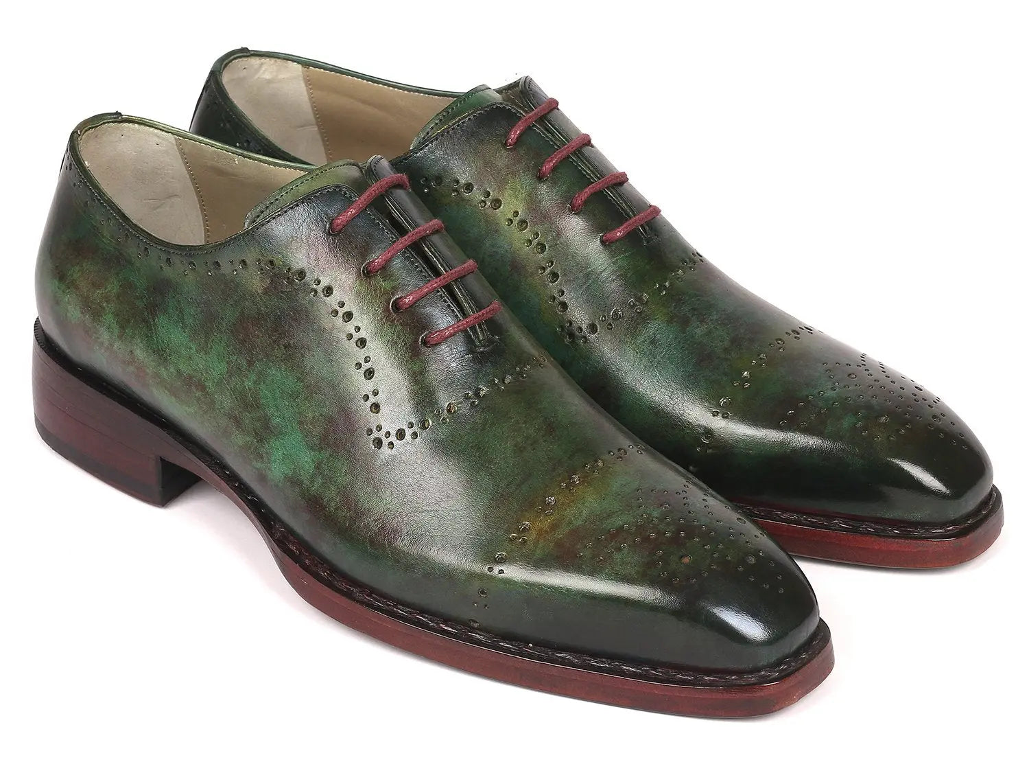 Paul Parkman Green Marble Patina Goodyear Welted Oxfords (ID#56GRN37) PAUL PARKMAN