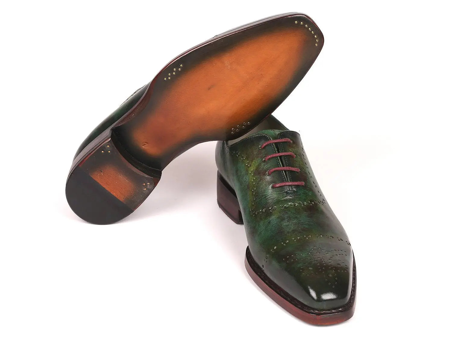 Paul Parkman Green Marble Patina Goodyear Welted Oxfords (ID#56GRN37) PAUL PARKMAN