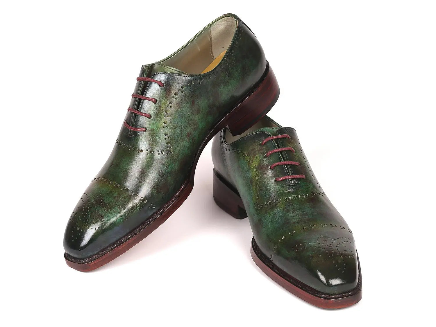 Paul Parkman Green Marble Patina Goodyear Welted Oxfords (ID#56GRN37) PAUL PARKMAN