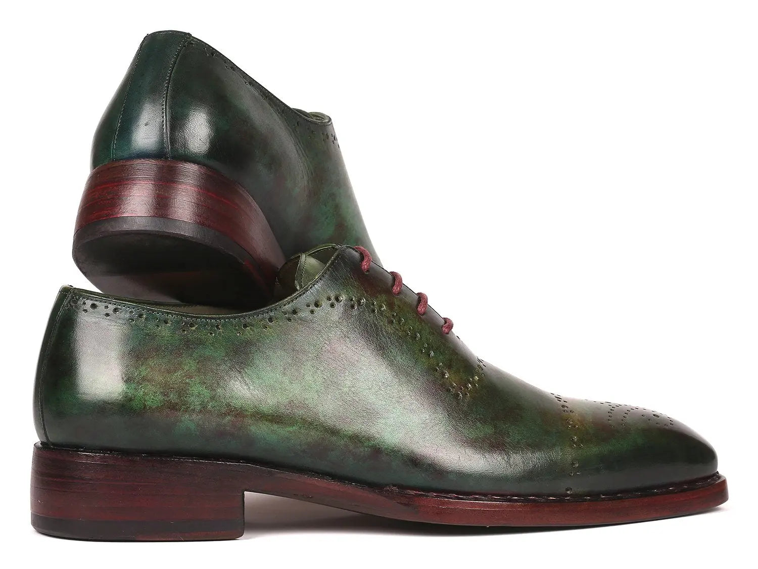 Paul Parkman Men's Green Marble Patina Goodyear Welted Oxfords (ID#56GRN37) PAUL PARKMAN