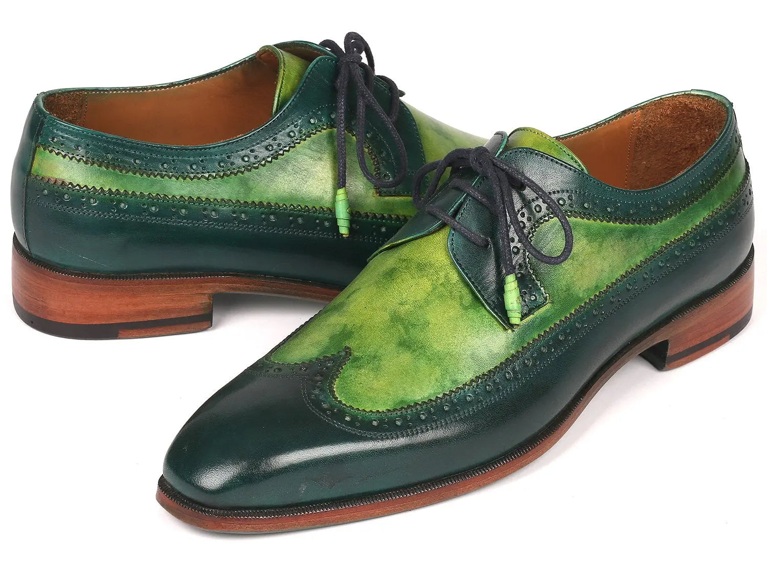 Paul Parkman Men's Green Dual Tone Wingtip Derby Shoes (ID#6931GRN) PAUL PARKMAN