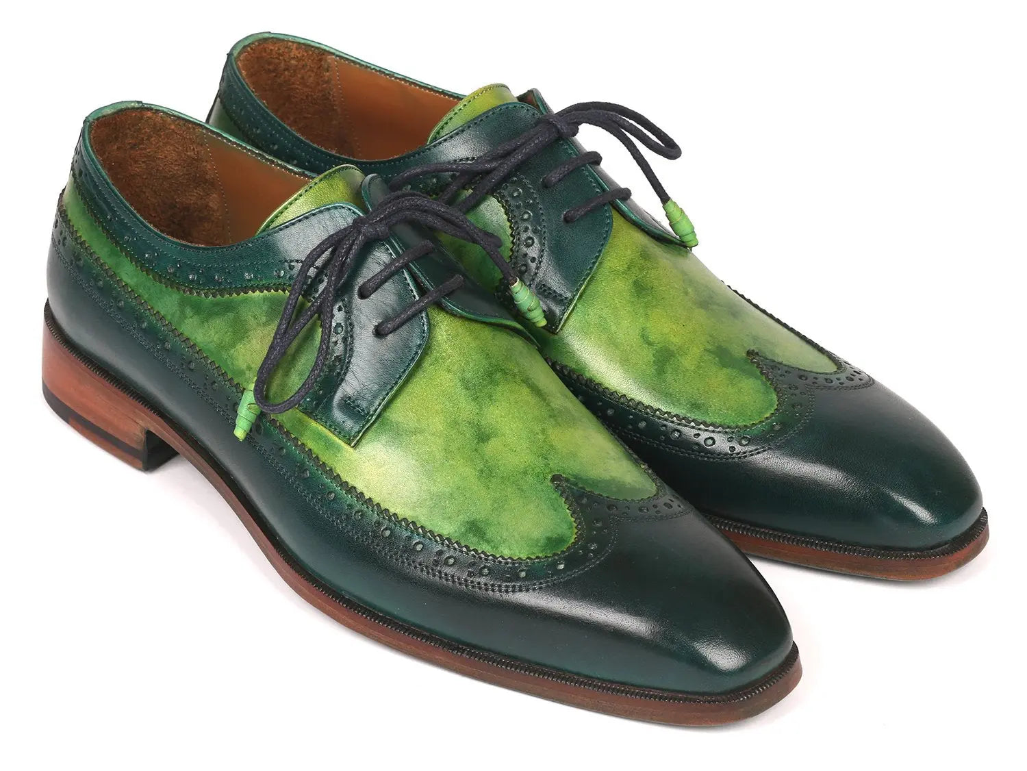 Paul Parkman Men's Green Dual Tone Wingtip Derby Shoes (ID#6931GRN) PAUL PARKMAN