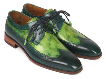 Paul Parkman Men's Green Dual Tone Wingtip Derby Shoes (ID#6931GRN) PAUL PARKMAN