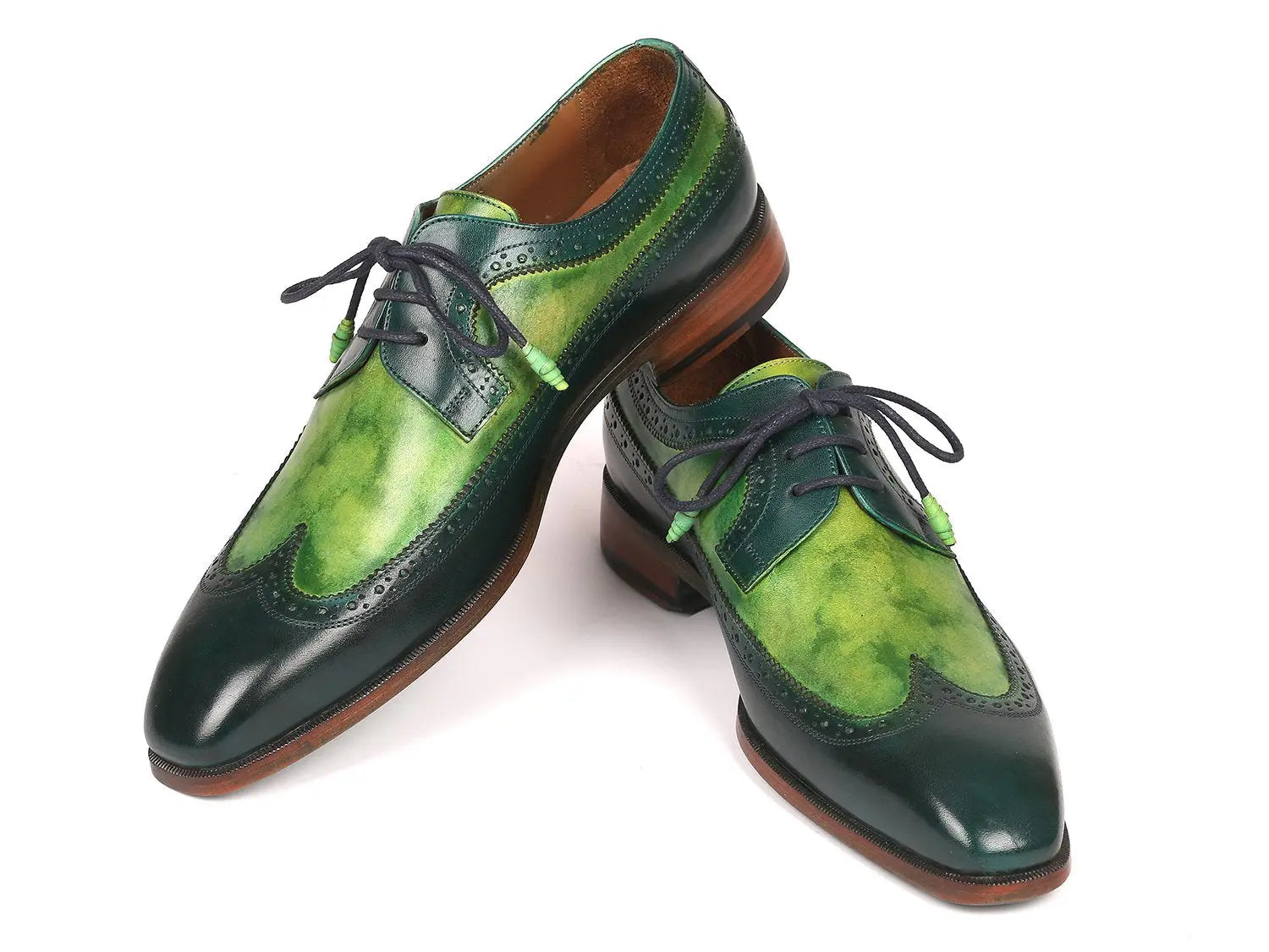 Paul Parkman Men's Green Dual Tone Wingtip Derby Shoes (ID#6931GRN) PAUL PARKMAN
